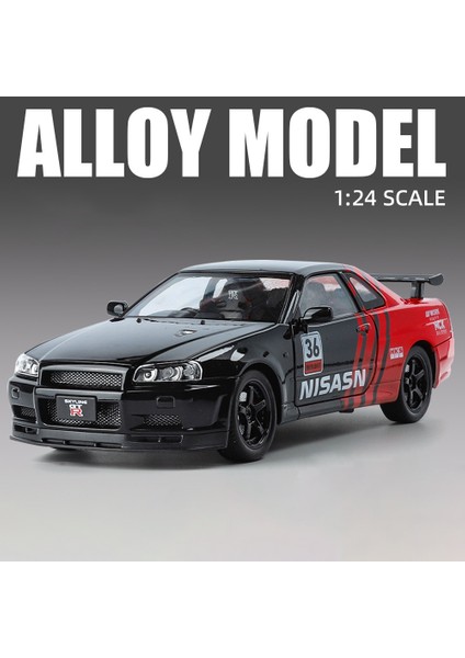 1:24 Nissan Gtr R34 Skylin Hızlı ve Öfkeli Alaşım Araba Modeli Ses ve Işık Geri Çekin Çocuk Oyuncak Koleksiyon Doğum Günü Hediyesi (Yurt Dışından)
