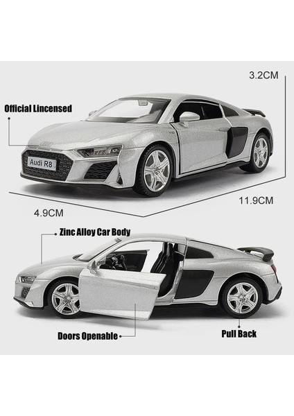 1/36 Audi R8 Coupe Gt Spyder Oyuncak Araba Modeli Rmz Şehir 3 ''döküm Süper Spor Yarış Minyatür Geri Çekin Koleksiyonu Hediye Çocuk Boy (Yurt Dışından)