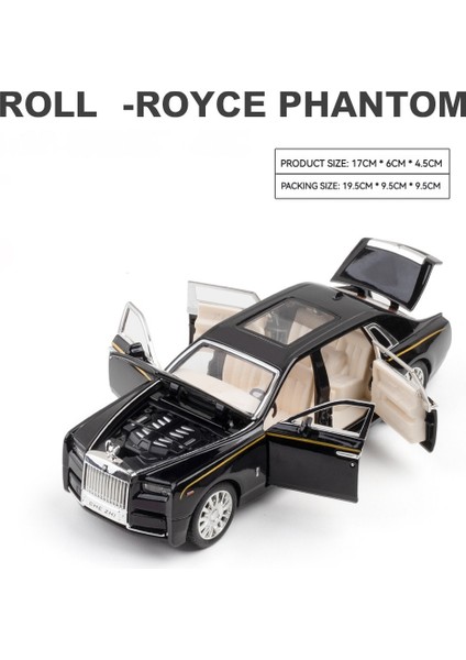 1:32 Rolls Phantom Phantom Alaşım Luxy Model Araba Metal Döküm Araç Ses ve Işık Geri Çekin Oyuncak Merkezi Kontrol Süsler Hediye (Yurt Dışından)