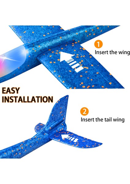 Paket 50CM Köpük Uçak Kitleri Uçan Planör Oyuncak LED Işık ile El Atmak Uçak Setleri Açık Oyun Uçak Modeli Oyuncaklar Çocuklar Için (Yurt Dışından)