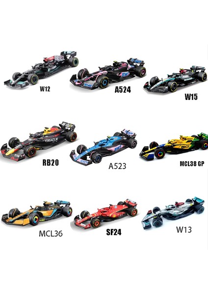 Bburago 1:43 RB20 W12 W115 A523 A524 MCL38 W13 SF24 W07 F1 Yarış Formülü Araba Statik Simülasyon Döküm Alaşım Model Araba Tos Hediye (Yurt Dışından)