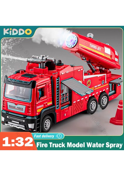1/32 Itfaiye Kamyonu Modeli Su Püskürtme Yangın Kurtarma Oyuncak Araba Döküm Işık Ses Simülasyon Araç Geri Çekilebilir Araba Modelleri Çocuk Için Hediye (Yurt Dışından) modelleri