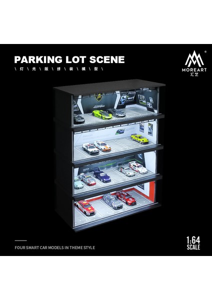 Timemicro + Morart 1:64 Ölçekli Diorama Araba Garaj Modeli Montaj LED Aydınlatma Otopark Zemin Ekran Sahne Modeli (Yurt Dışından)
