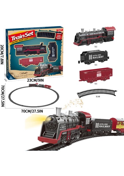 Elektrikli Tren Rayı Seti Işıkları ile Ses Retro Simülasyon Demiryolu Araba Modeli Çocuk Demiryolu Oyuncakları Çocuklar Için Noel Hediyesi (Yurt Dışından)