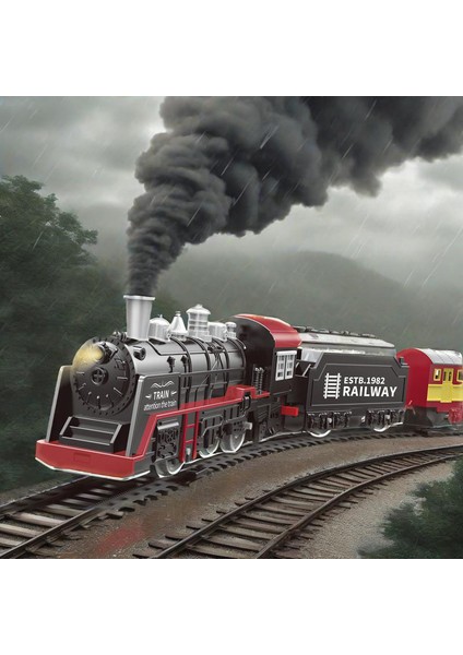 Elektrikli Tren Rayı Seti Işıkları ile Ses Retro Simülasyon Demiryolu Araba Modeli Çocuk Demiryolu Oyuncakları Çocuklar Için Noel Hediyesi (Yurt Dışından)