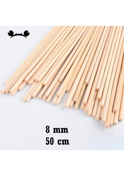Ahşap Bambu 50 cm 8 mm Çubuk 20 Adet