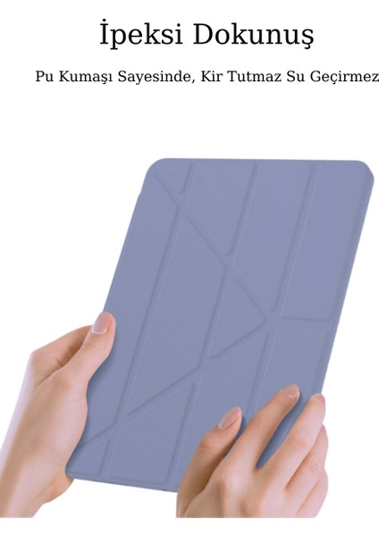 Apple iPad Air 10.9 2020 Fuchsia Tri Folding Kalemlikli Kılıf Smart Standlı
