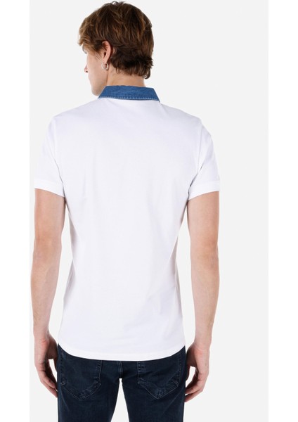 Slim Fit Polo Yaka Düz Erkek Beyaz Kısa Kol Tişört fiyatları