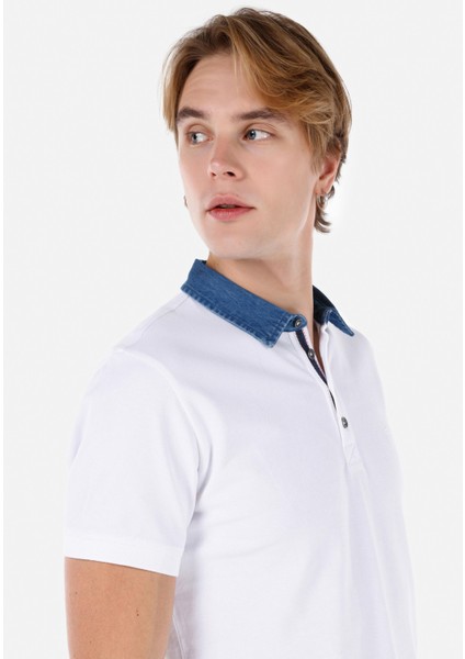 Slim Fit Polo Yaka Düz Erkek Beyaz Kısa Kol Tişört fırsatları