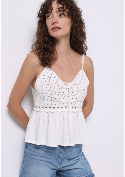 Regular Fit Askılı Kadın Beyaz Atlet