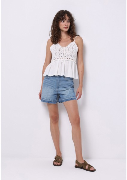 Regular Fit Askılı Kadın Beyaz Atlet modelleri