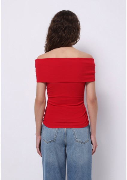 Slim Fit Kayık Yaka Düz Kadın Kirmizi Kolsuz Tişört fiyatları