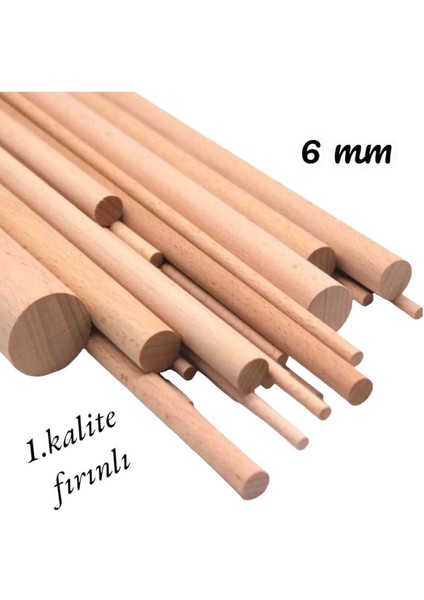 Ahşap Kavela Çıta Çubuk Kavela Yivsiz 6 mm 50 cm 20 Adet