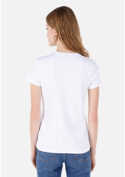 Slim Fit Yuvarlak Yaka Düz Kadın Beyaz Kısa Kol Tişört fiyatları