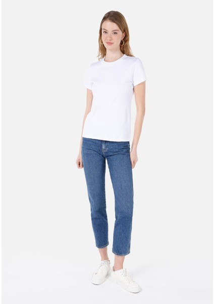 Slim Fit Yuvarlak Yaka Düz Kadın Beyaz Kısa Kol Tişört modelleri