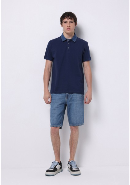 Regular Fit Polo Yaka Düz Erkek Mavi Kısa Kol Tişört modelleri
