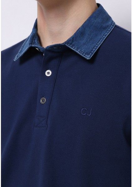Regular Fit Polo Yaka Düz Erkek Mavi Kısa Kol Tişört fırsatları
