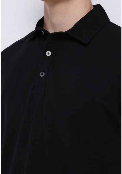 Regular Fit Polo Yaka Düz Erkek Siyah Kısa Kol Tişört fırsatları