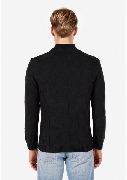 Slim Fit Turtle Neck Jakarlı Erkek Antrasit Kazak fiyatları