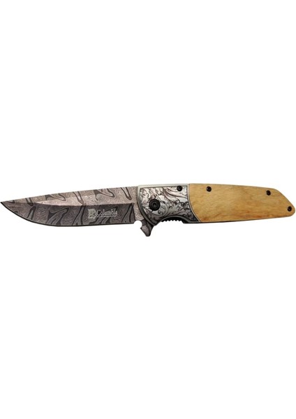 A2150C Kahve Kamp Çakısı 21CM- Manuel, Ahşap Işlemeli Sap