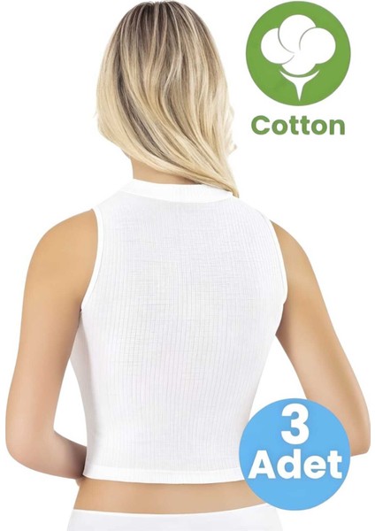 Kadın 3'lü Balıkçı Yaka Raporlu Ribana Yarım Atlet Pedli Crop Büstiyer