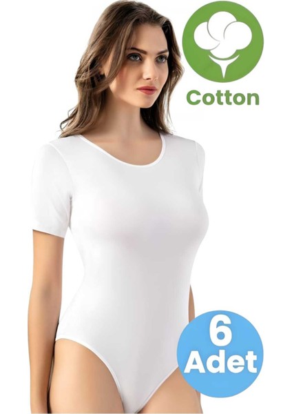 Kadın 6'lı Kısa Kollu Çıtçıtlı Pamuklu Body