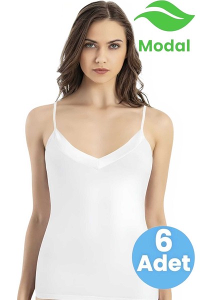 Kadın 6'lı Ip Askılı Saten Kumaş Yaka Atlet Modal Atlet modelleri