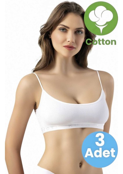 Kadın 3'lü Ip Askılı Kaşkorse Pedli Crop Büstiyer