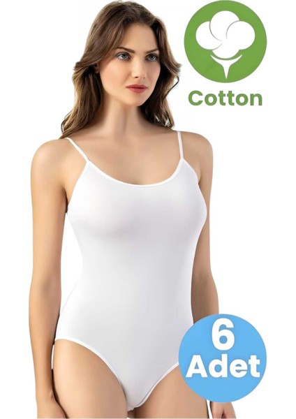 Kadın 6'lı Ip Askılı Pamuklu Çıtçıtlı Body
