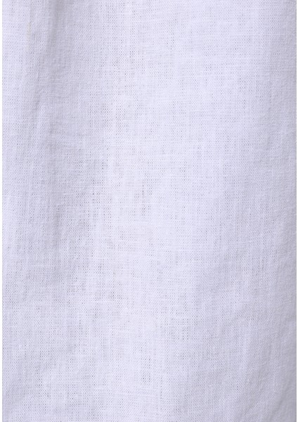Relaxed Fit Shirt Neck Düz Erkek Keten Karışımlı Beyaz Uzun Kol Gömlek indirimleri