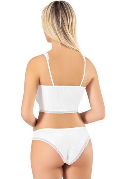 Kadın 6'lı Dantel Askı Detaylı Modal Kumaş Kaşkorse Pedli Büstiyer Crop Kilotlu Takım fırsatları