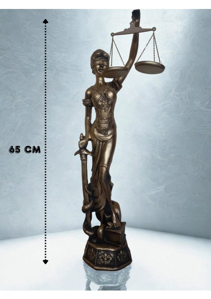 Ekstra Büyük Boy Themis Heykeli Adalet Kadını Polyester Biblo 65 cm