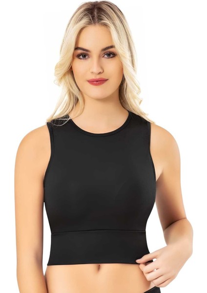 Kadın 6'lı Geniş Askılı Dalgıç Kumaş Pedli Crop Büstiyer