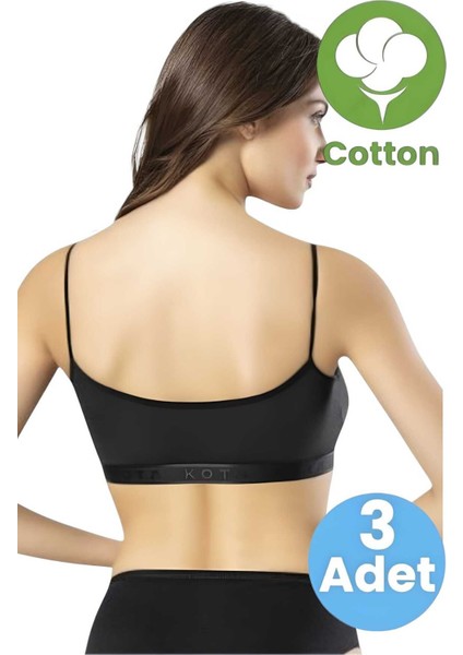 Kadın 3'lü Ip Askılı Kaşkorse Pedli Crop Büstiyer