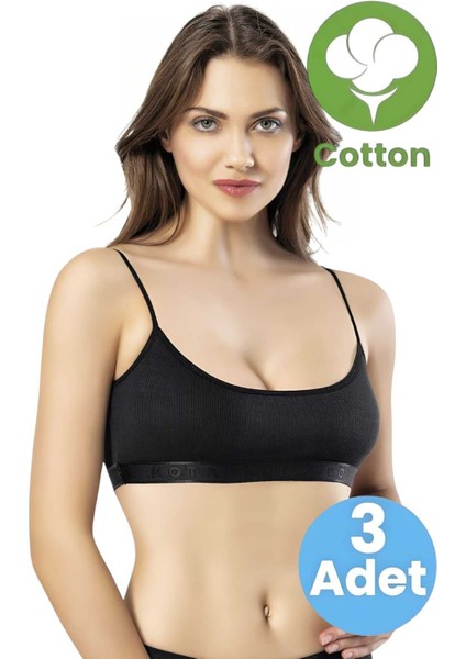 Kadın 3'lü Ip Askılı Kaşkorse Pedli Crop Büstiyer