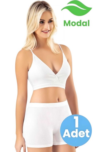 Kadın Ince Askılı Kumaş Pedli Büstiyer Crop Şort Modal Kaşkorse Takım