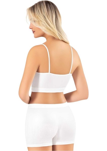 Kadın Ince Askılı Kumaş Pedli Büstiyer Crop Şort Modal Kaşkorse Takım fırsatları