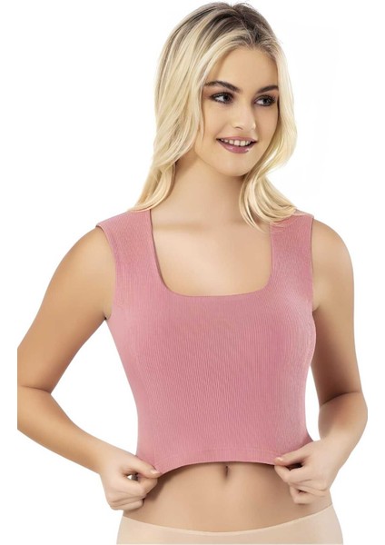 Kadın 3'lü Geniş Askılı Kare Yaka Kaşkorse Pedli Büstiyer Crop fiyatları