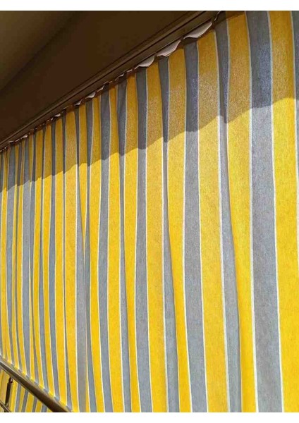Sarıxgri Bağcıklı Kornişli Su Geçirmez Balkon Perdesi Branda