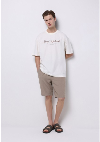 Oversize Fit Yuvarlak Yaka Düz Erkek Beyaz Kısa Kol Tişört modelleri