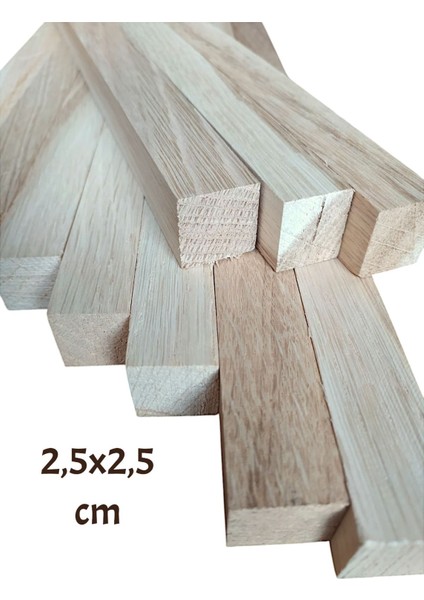 Ahşap Meşe Çubuk Fırınlanmış Pürüzsüz 2,5 x 2,5 cm 50 cm 4 Adet