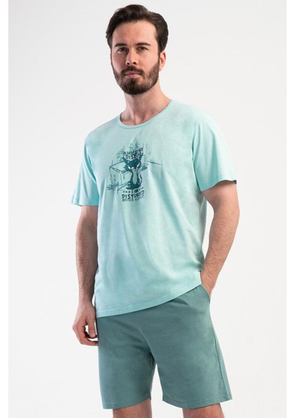 Erkek Kısa Kol Mint Şortlu Pijama Takım C7T4N4O804