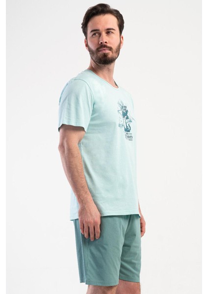 Erkek Kısa Kol Mint Şortlu Pijama Takım C7T4N4O804