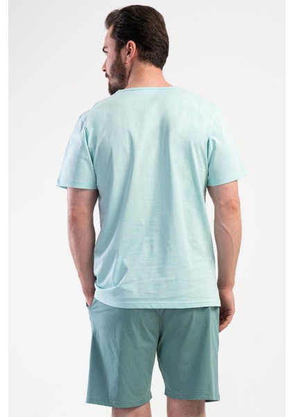 Erkek Kısa Kol Mint Şortlu Pijama Takım C7T4N4O804