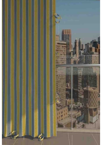 Sarıxgri Bağcıklı Kornişli Su Geçirmez Balkon Perdesi Branda