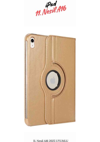 iPad 11. Nesil 2025 A16 Uyumlu 360° Yatay Dikey Dönebilen Deri Tablet Kılıfı