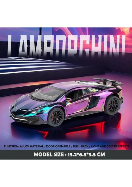 1:32 Elektroliz Lamborghini Svj Lp0 Süper Araba Modeli Ses Işığı ile Çocuk Çocuk Döküm Oyuncak Araç Minyatür Noel (Yurt Dışından)