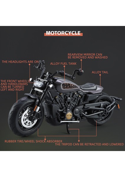 1:12 Harley Davidson Sporter S Simülasyon Ses ve Işık Trendy Alaşım Döküm Motosiklet Modeli Erkek Arkadaşı Hediyeler Doğum Günü Hediyesi (Yurt Dışından) fırsatları
