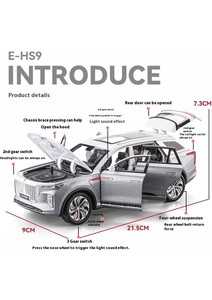 1/24 Hongqı E-Hs9 Suv Alaşım Araba Döküm Metal Modeli Simülasyon Ses ve Işık Oyuncak Ofis Dekorasyon Aksesuarları Çocuk Oyuncakları Ekran (Yurt Dışından) modelleri