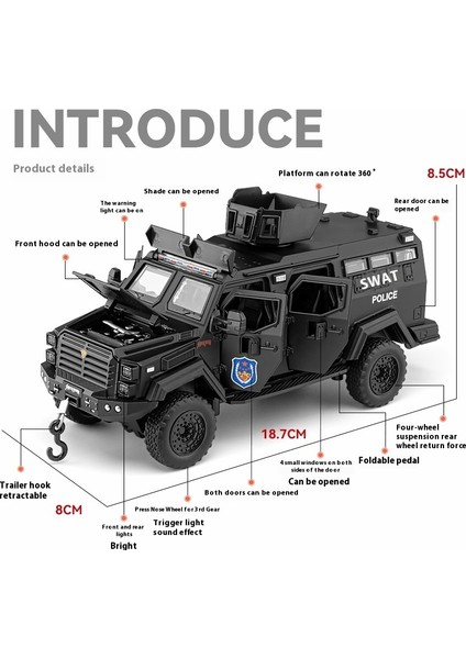 1:32 Saber Dişli Kaplan Polis Zırhlı Araç Off Road Alaşım Metal Pres Döküm Model Araba Ses Işığı ile Çocuk Oyuncak Araba Hediye (Yurt Dışından) modelleri